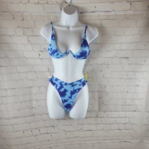 Shein, Underwire Bikini Set, Blue Tie Dye, High Waist, Size Small, New With Tags